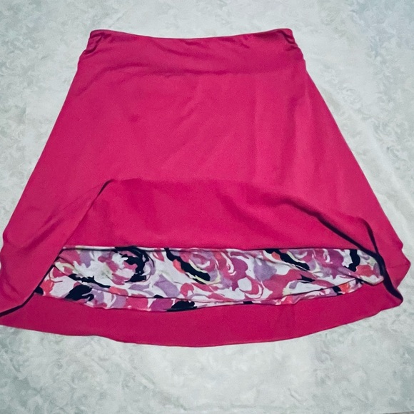 Reversible Skirt Womens Size Large Floral Pink Black Purple Stretch Slimming - Picture 5 of 12